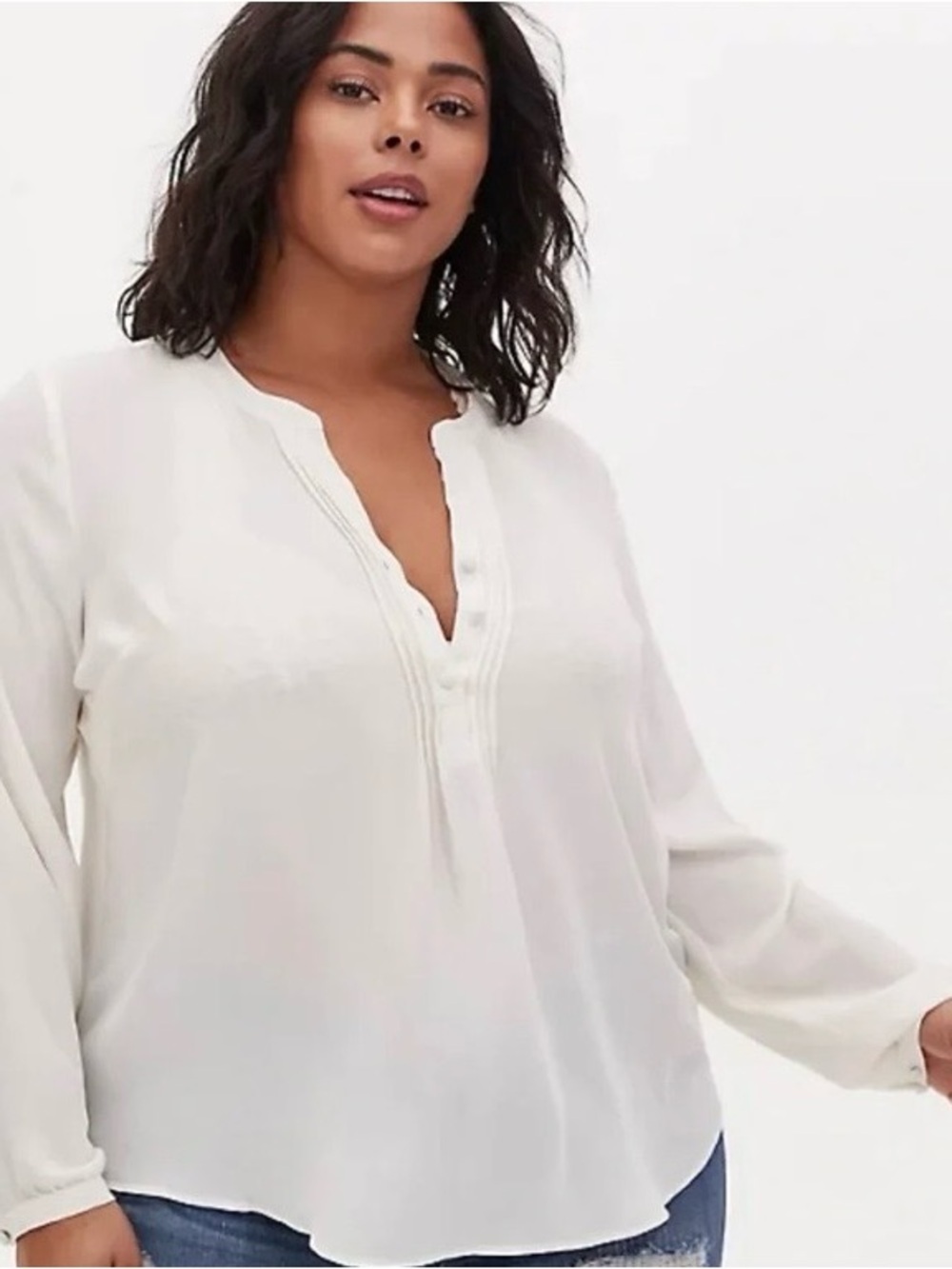 NWT torrid Ivory Split V-Neck Long Sleeve Blouse